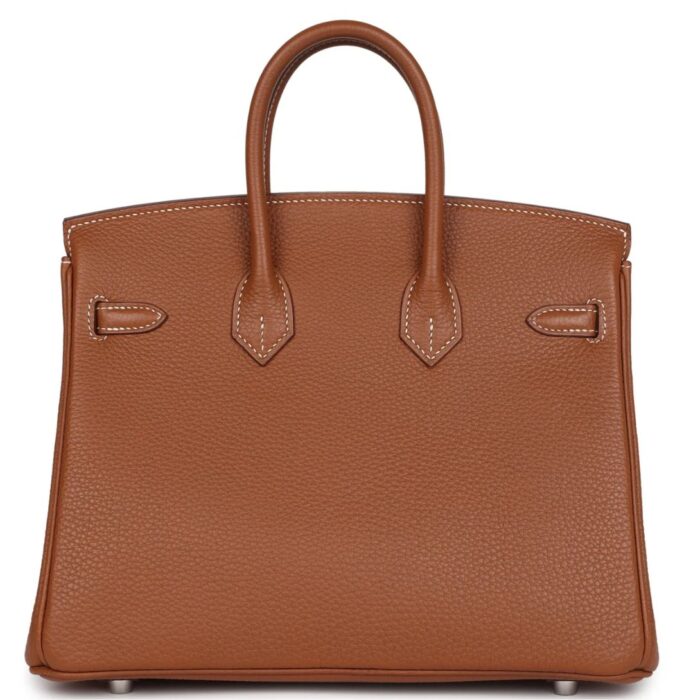 PRE-OWNED HERMÈS BIRKIN 25 GOLD TOGO PALLADIUM HARDWARE