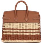 HERMÈS PICNIC BIRKIN 25 GOLD SWIFT AND STRIPE WICKER PALLADIUM HARDWARE