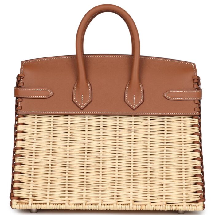 HERMÈS PICNIC BIRKIN SELLIER 25 GOLD SWIFT PALLADIUM HARDWARE