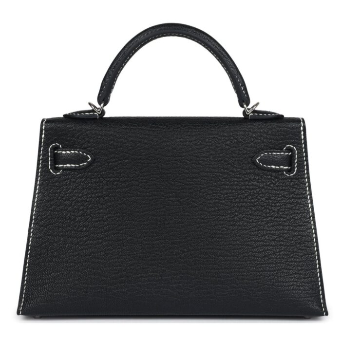HERMÈS SPECIAL ORDER HSS KELLY SELLIER 20 BLACK CHEVRE MYSORE PALLADIUM HARDWARE