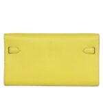 HERMÈS KELLY WALLET TO GO LIME CHEVRE MYSORE GOLD HARDWARE