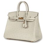 HERMÈS BIRKIN 25 BETON OSTRICH GOLD HARDWARE