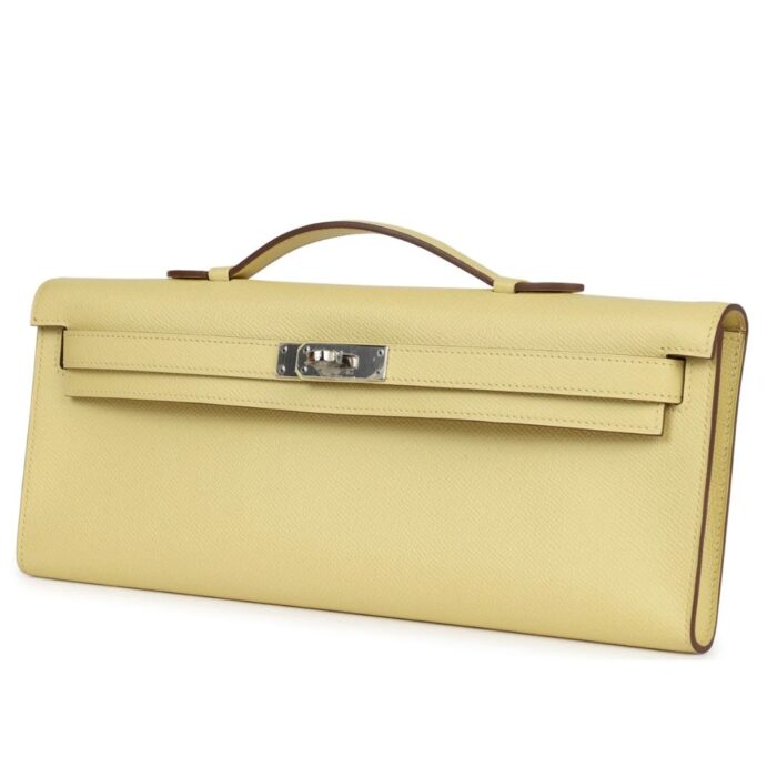 HERMÈS KELLY CUT JAUNE POUSSIN EPSOM PALLADIUM HARDWARE