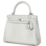 HERMÈS KELLY RETOURNE 25 NEW WHITE SWIFT PALLADIUM HARDWARE