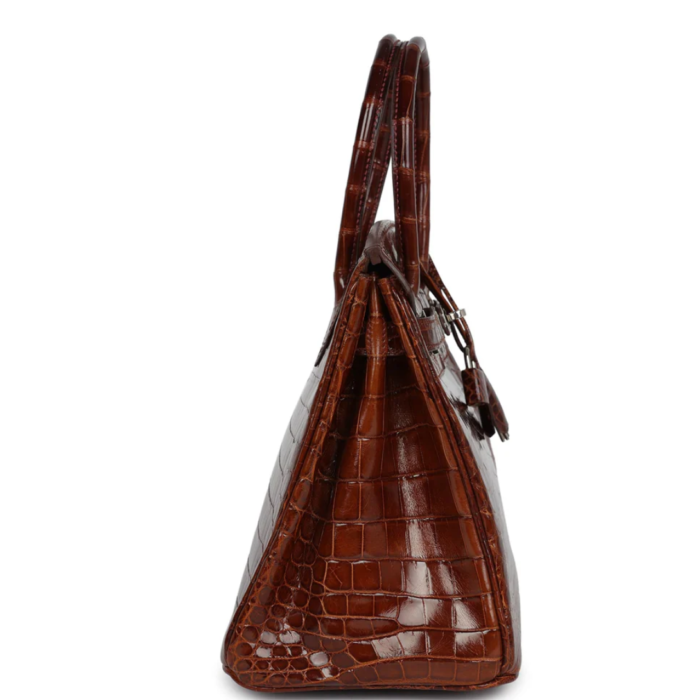 PRE-OWNED HERMÈS BIRKIN 30 MIEL SHINY NILOTICUS CROCODILE PALLADIUM HARDWARE