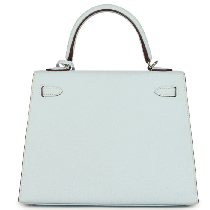 PRE-OWNED HERMÈS KELLY SELLIER 25 BLEU BRUME EPSOM PALLADIUM HARDWARE