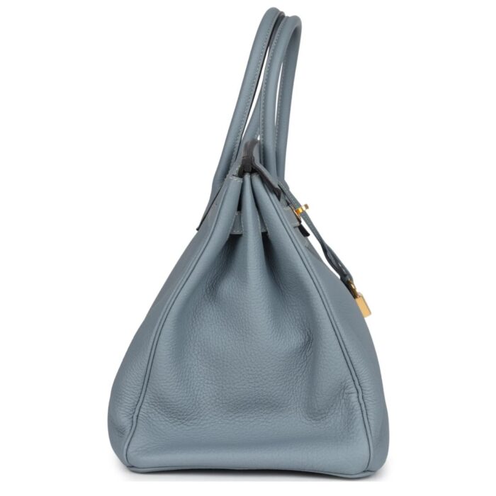 PRE-OWNED HERMÈS BIRKIN 35 BLEU LIN TOGO GOLD HARDWARE