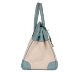 PRE-OWNED HERMÈS BIRKIN 35 TOILE H AND CIEL CLEMENCE PALLADIUM HARDWARE