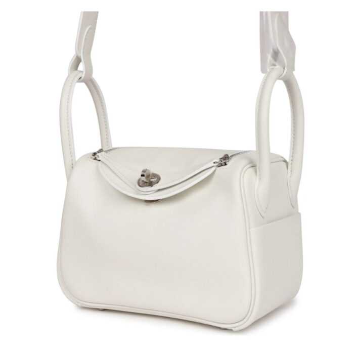 HERMÈS MINI LINDY WHITE SWIFT PALLADIUM HARDWARE