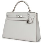 HERMÈS KELLY SELLIER 32 GRIS PALE EPSOM PALLADIUM HARDWARE