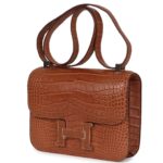 HERMÈS CONSTANCE 1-24 GOLD MATTE ALLIGATOR MARQUETTE PALLADIUM HARDWARE