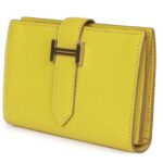HERMÈS BEARN MINI WALLET LIME CHEVRE MYSORE PALLADIUM HARDWARE