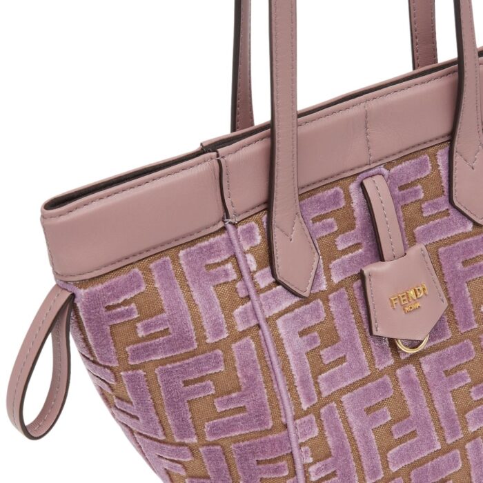 FENDI ORIGAMI MINI TRANSFORMABLE MAUVE PINK FF JACQUARD VELVET MINI-BAG