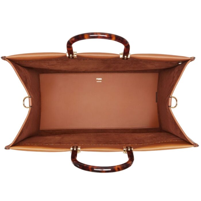 FENDI SUNSHINE LARGE BROWN LEATHER SHOPPER