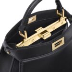 FENDI PEEKABOO ISEEU PETITE BLACK PADDED NAPPA LEATHER BAG