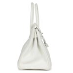 PRE-OWNED HERMÈS BIRKIN 30 WHITE CLEMENCE PALLADIUM HARDWARE