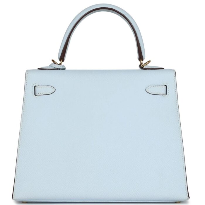HERMÈS KELLY SELLIER 25 BLEU BRUME EPSOM GOLD HARDWARE