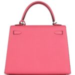 HERMÈS KELLY SELLIER 25 ROSE AZALEE EPSOM PALLADIUM HARDWARE