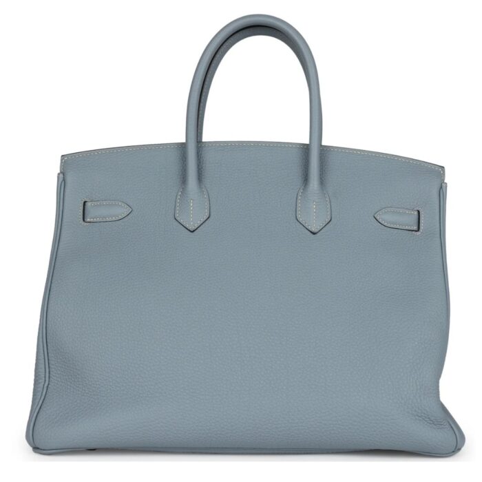 PRE-OWNED HERMÈS BIRKIN 35 BLEU LIN TOGO GOLD HARDWARE