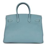PRE-OWNED HERMÈS BIRKIN 35 CIEL TOGO PALLADIUM HARDWARE