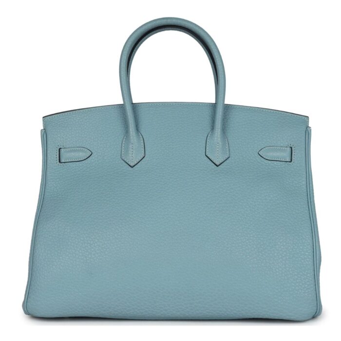 PRE-OWNED HERMÈS BIRKIN 35 CIEL TOGO PALLADIUM HARDWARE
