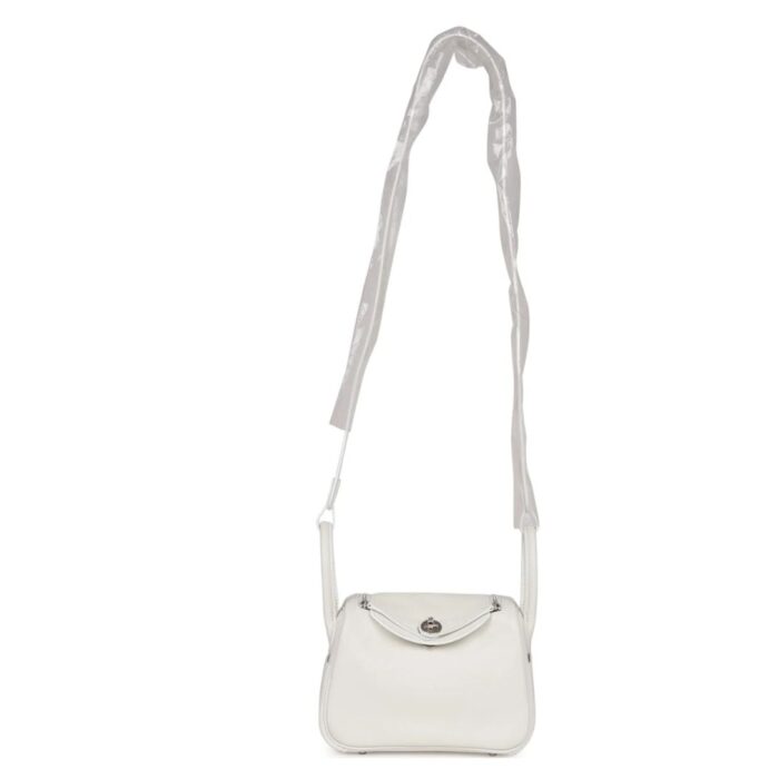 HERMÈS MINI LINDY WHITE SWIFT PALLADIUM HARDWARE