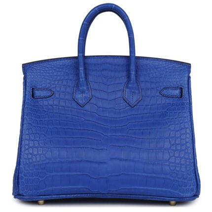 HERMÈS BIRKIN 25 BLEU ROYAL MATTE POROSUS CROCODILE GOLD HARDWARE