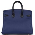 HERMÈS BIRKIN 25 BLEU SAPHIR TAURILLION NOVILLO AND BLEU MARINE MATTE ALLIGATOR TOUCH ROSE GOLD HARDWARE