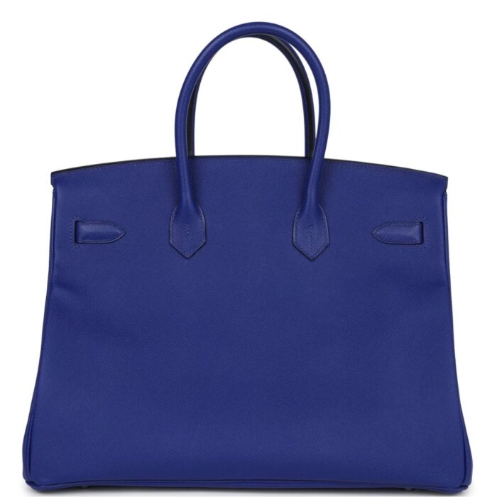 PRE-OWNED HERMÈS BIRKIN 35 BLEU ELECTRIC EPSOM PALLADIUM HARDWARE