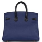 HERMÈS BIRKIN 25 BLEU SAPHIR TAURILLION NOVILLO AND BLEU MARINE MATTE ALLIGATOR TOUCH ROSE GOLD HARDWARE