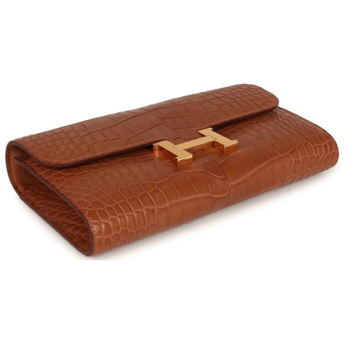HERMÈS CONSTANCE WALLET TO GO GOLD MATTE ALLIGATOR GOLD HARDWARE