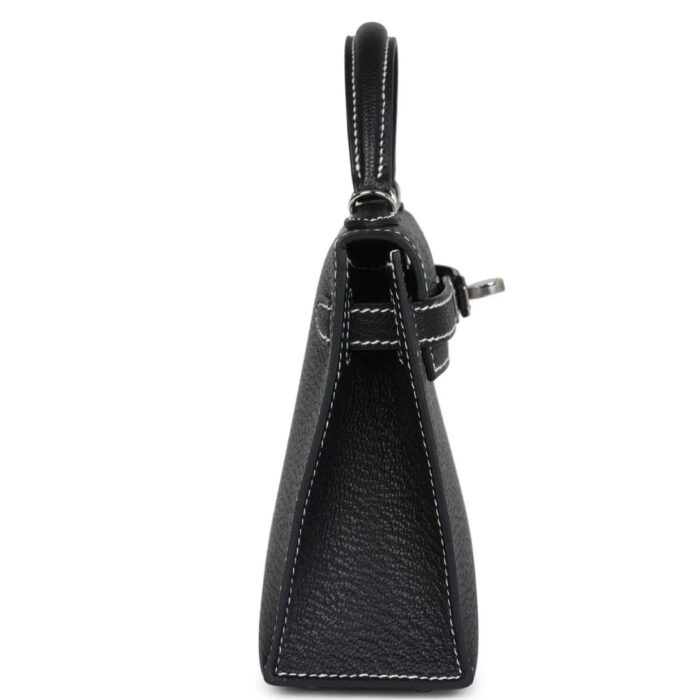 HERMÈS SPECIAL ORDER HSS KELLY SELLIER 20 BLACK CHEVRE MYSORE PALLADIUM HARDWARE
