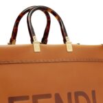 FENDI SUNSHINE LARGE BROWN LEATHER SHOPPER