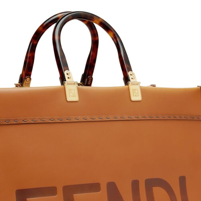 FENDI SUNSHINE LARGE BROWN LEATHER SHOPPER