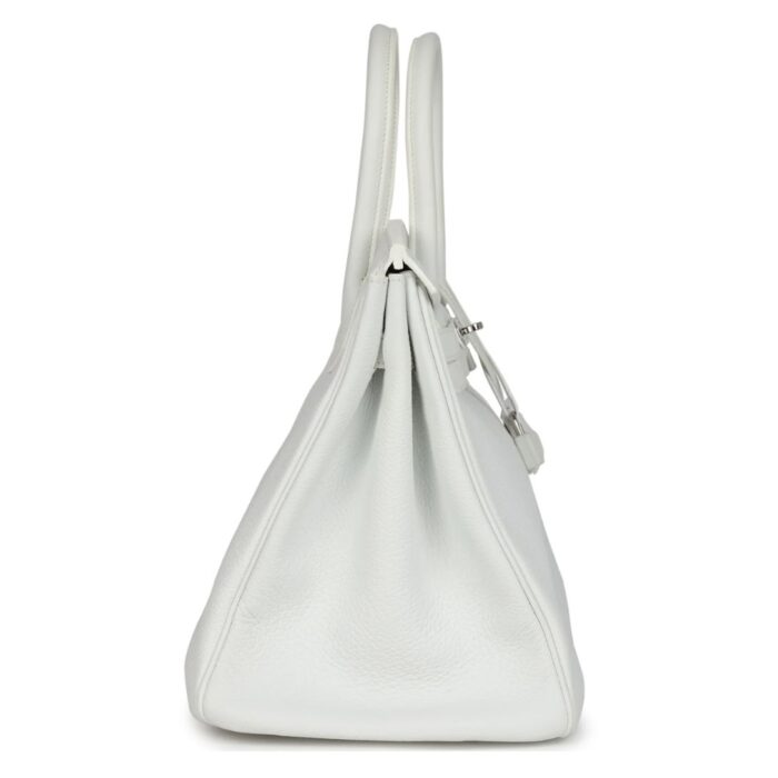 PRE-OWNED HERMÈS BIRKIN 35 WHITE CLEMENCE PALLADIUM HARDWARE