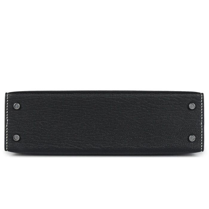 HERMÈS SPECIAL ORDER HSS KELLY SELLIER 20 BLACK CHEVRE MYSORE PALLADIUM HARDWARE