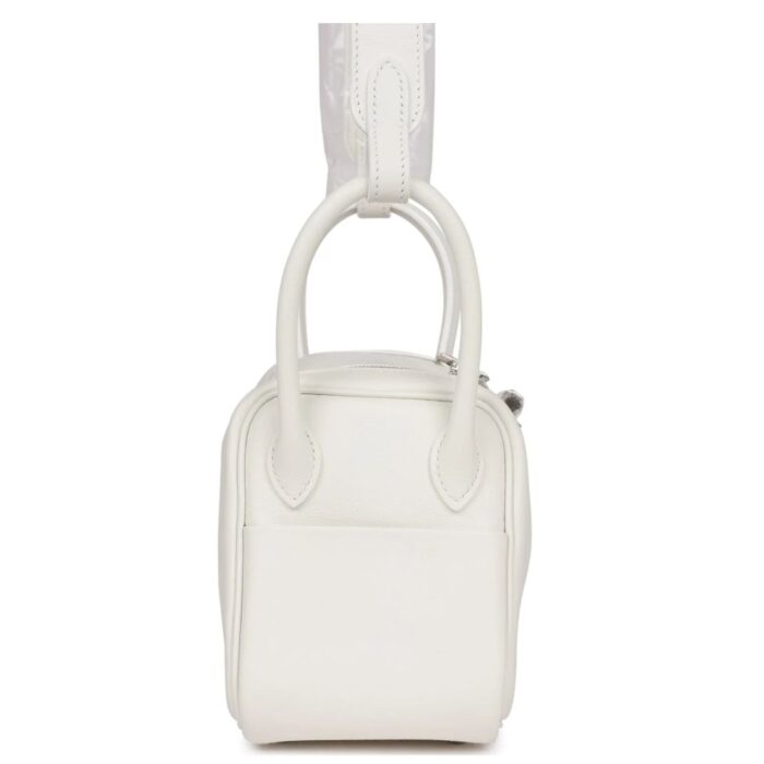 HERMÈS MINI LINDY WHITE SWIFT PALLADIUM HARDWARE
