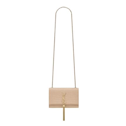 SAINT LAURENT KATE SMALL TASSEL IN CROCODILE-EMBOSSED LEATHER
