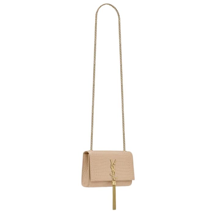 SAINT LAURENT KATE SMALL TASSEL IN CROCODILE-EMBOSSED LEATHER