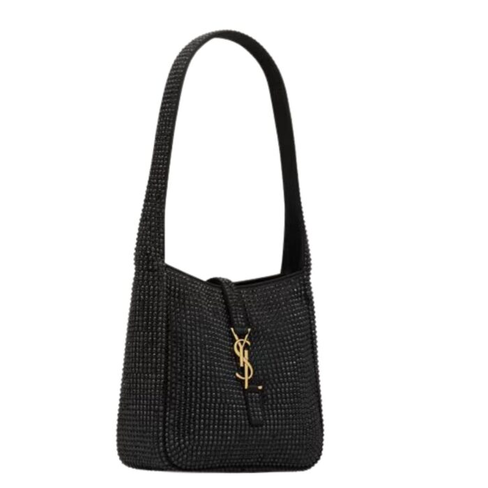 SAINT LAURENT LE 5 À 7 SUPPLE BABY IN SILK SATIN AND CRYSTALS