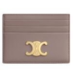CELINE CARD HOLDER TRIOMPHE IN SHINY CALFSKIN SMOKED BROWN