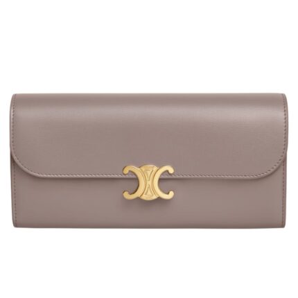 CELINE LARGE WALLET TRIOMPHE IN SHINY CALFSKIN OAT BEIGE