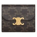 CELINE SMALL FLAP WALLET TRIOMPHE IN TRIOMPHE CANVAS WHITE-TAN