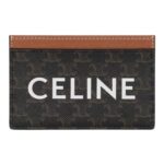 CELINE CARD HOLDER IN TRIOMPHE CANVAS WITH CELINE PRINT TAN