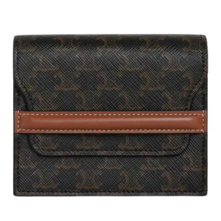 CELINE BUSINESS CARD HOLDER IN TRIOMPHE CANVAS AND LAMBSKIN