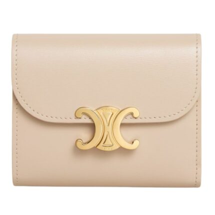 CELINE SMALL FLAP WALLET TRIOMPHE IN SHINY CALFSKIN BLACK