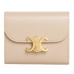 CELINE SMALL FLAP WALLET TRIOMPHE IN SHINY CALFSKIN CLOUDY GREY
