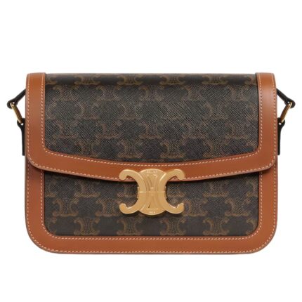 CELINE CLASSIQUE TRIOMPHE BAG IN TRIOMPHE CANVAS AND CALFSKIN