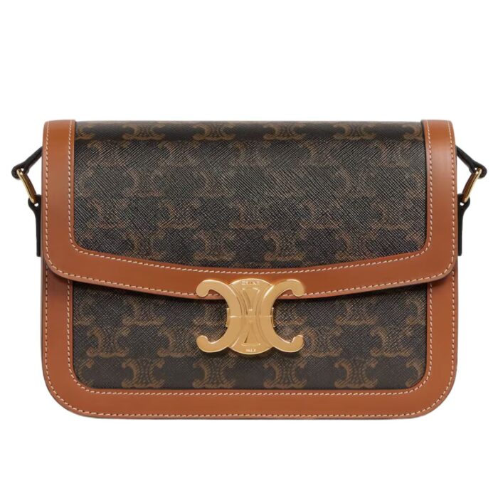 CELINE CLASSIQUE TRIOMPHE BAG IN TRIOMPHE CANVAS AND CALFSKIN