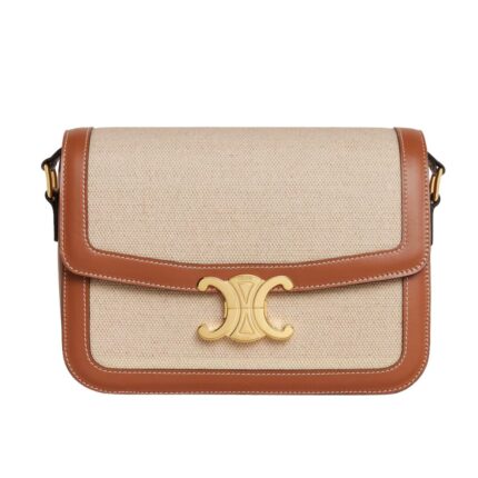 CELINE CLASSIQUE TRIOMPHE BAG IN TEXTILE AND CALFSKIN